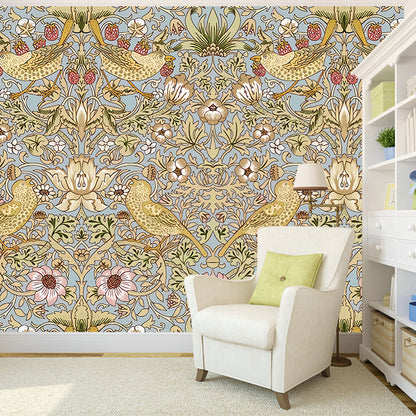 Extra Large Damasque Wall Mural in Multi-Colored Non-Woven Material Wall Covering for Home Decor, Made to Measure Blue-Yellow-Green Clearhalo 'Wall Decor' 'Wall Mural' 977594