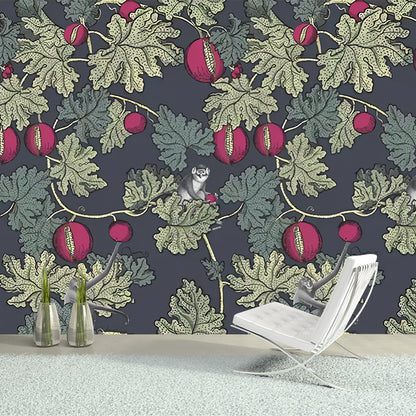 Green Leaves and Fruit Mural Stain-Resistant Wall Covering for Guest Room Decoration Green Clearhalo 'Wall Decor' 'Wall Mural' 977604