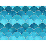 Aqua Nordic Mural Wallpaper Custom-Made Arch Wall Covering for Guest Room Decoration