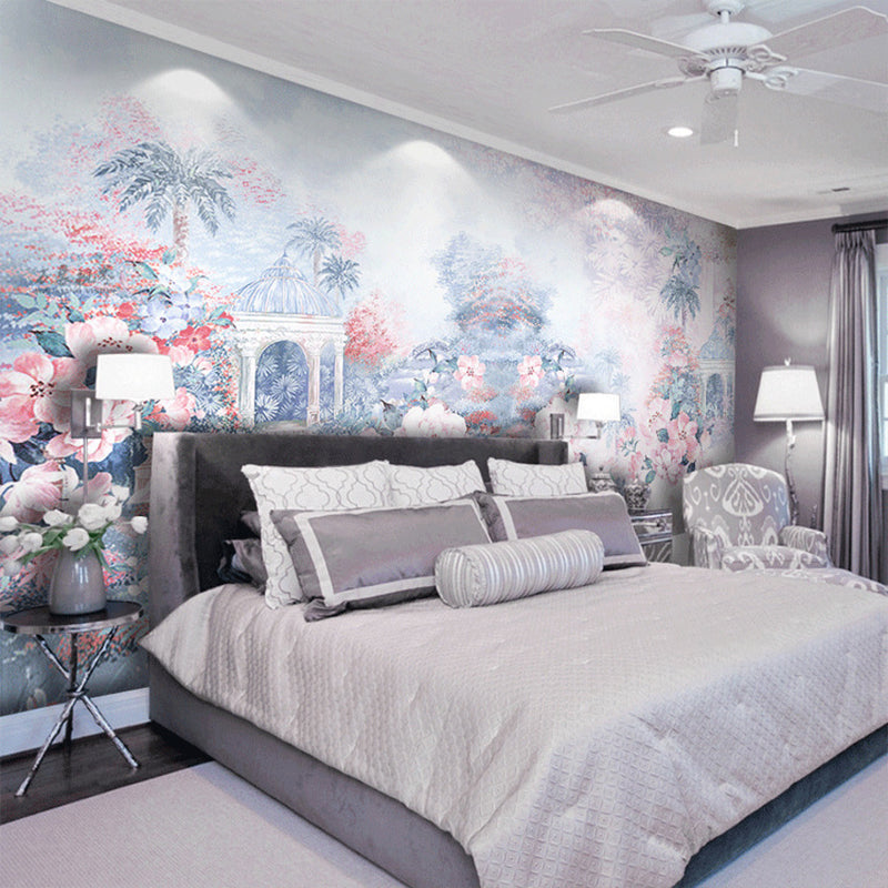 Decorative Blossoming Flower Mural Wallpaper Non-Woven Fabric Nordic Wall Art for Dining Room Clearhalo 'Wall Decor' 'Wall Mural' 977835