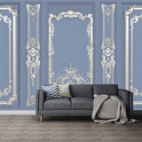 Blue Classic Wall Mural Decal Customized Size 3D Effect Frame Wall Art for Guest Room Decor Clearhalo 'Wall Decor' 'Wall Mural' 977965
