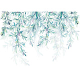 Nordic Garden Leaf Wall Covering for Living Room, Personalized Size Wall Art in Green and White Clearhalo 'Wall Decor' 'Wall Mural' 978012