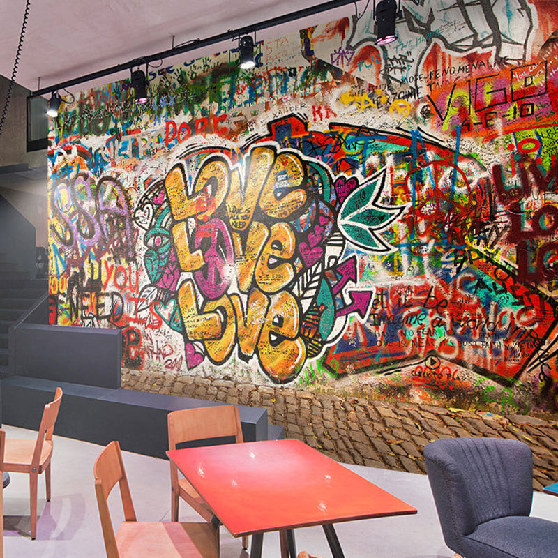 Brown and Yellow Unique Mural Personalized Size Street Painting Wall Decor for Coffee Shop Clearhalo 'Wall Decor' 'Wall Mural' 978044