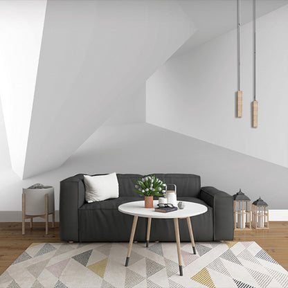 3D Print Space Mural Wallpaper in White, Minimalist Wall Art for Home Decoration Grey Clearhalo 'Wall Decor' 'Wall Mural' 978089