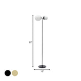 Globe Floor Light Nordic Metallic LED Living Room Standing Lamp with White Glass Shade in Black/Gold Clearhalo 'Floor Lamps' 'Lamps' Lighting' 978423