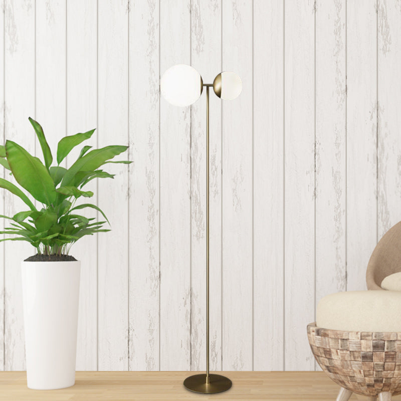 Globe Floor Light Nordic Metallic LED Living Room Standing Lamp with White Glass Shade in Black/Gold Gold Clearhalo 'Floor Lamps' 'Lamps' Lighting' 978424