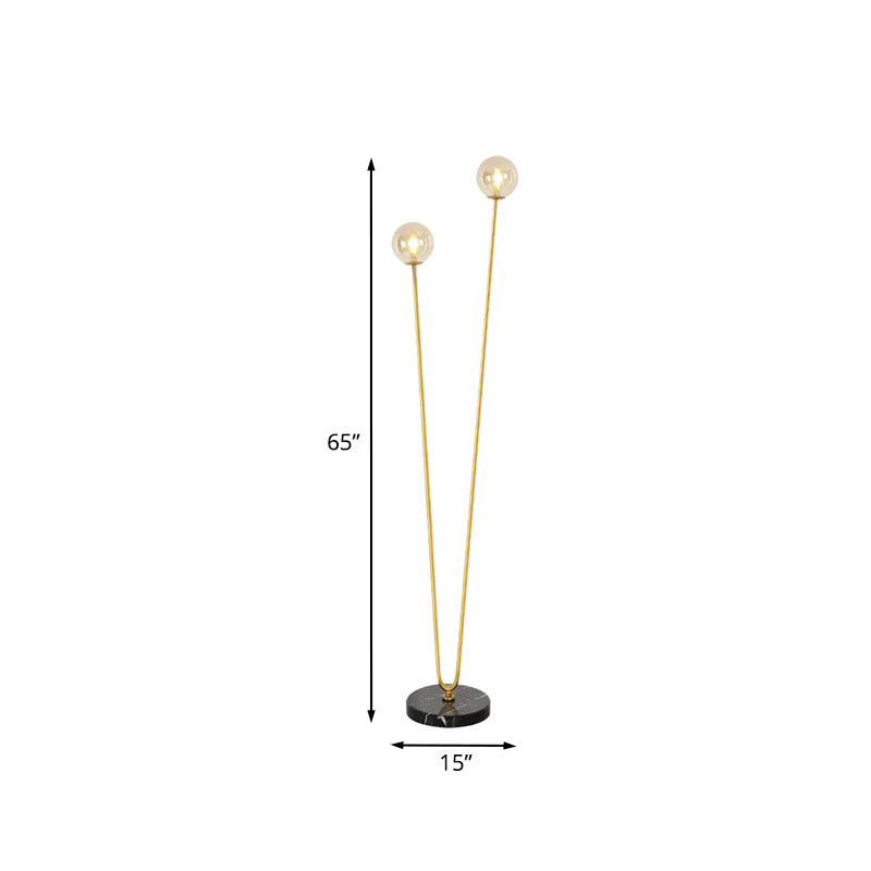 Metallic U-Shaped Floor Reading Light Modernist LED Gold Standing Lamp with Globe Glass Shade Clearhalo 'Floor Lamps' 'Lamps' Lighting' 978435