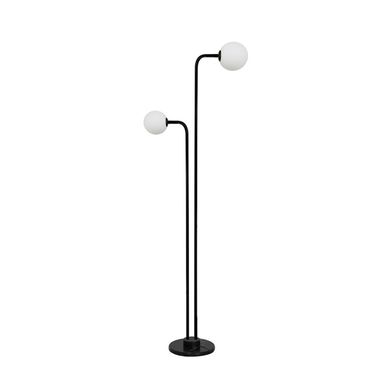 Black Ball-Shaped Standing Lamp Contemporary 2 Bulbs Glass Floor Light for Bedroom Clearhalo 'Floor Lamps' 'Lamps' Lighting' 978438