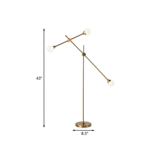 Simple Orb-Shaped Reading Floor Lamp Glass LED Bedroom Standing Light with Balance Arm in Gold Clearhalo 'Floor Lamps' 'Lamps' Lighting' 978447