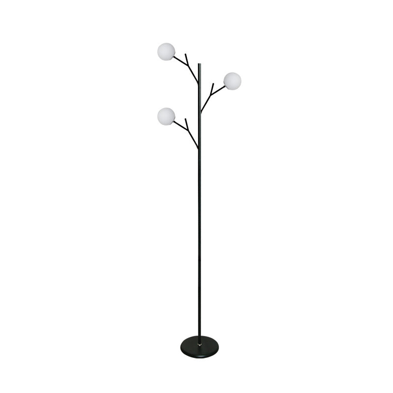 Metal Tree-Like Floor Light Contemporary 3 Bulbs Black/White Standing Lamp for Bedroom Clearhalo 'Floor Lamps' 'Lamps' Lighting' 978470