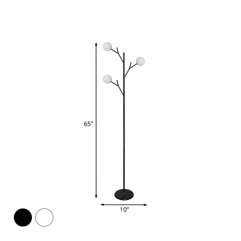 Metal Tree-Like Floor Light Contemporary 3 Bulbs Black/White Standing Lamp for Bedroom Clearhalo 'Floor Lamps' 'Lamps' Lighting' 978471
