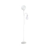Minimalist Ball Standing Lamp Glass 2-Head Bedroom Reading Floor Light with Curved Arm in Black/White Clearhalo 'Floor Lamps' 'Lamps' Lighting' 978483