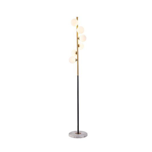Black-Gold Sphere Floor Light Simple LED Glass Stand Up Lamp with Spiral Design for Study Room Clearhalo 'Floor Lamps' 'Lamps' Lighting' 978486