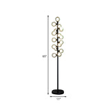 Orb Shape Reading Floor Lamp Nordic Glass LED Black Standing Light with Tree Design for Bedroom Clearhalo 'Floor Lamps' 'Lamps' Lighting' 978491