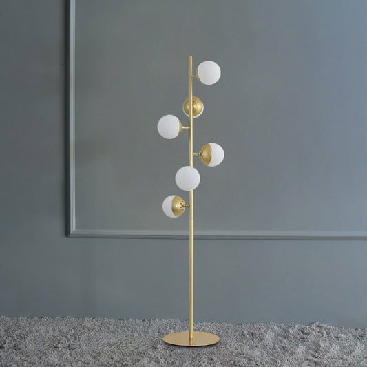 Metal Ball Shape Standing Light Simplicity LED Gold Floor Reading Lamp for Living Room Clearhalo 'Floor Lamps' 'Lamps' Lighting' 978493