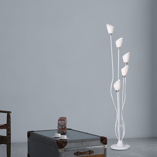 Metal Torchiere Floor Reading Lamp Contemporary 5-Bulb White Standing Light for Study Room Clearhalo 'Floor Lamps' 'Lamps' Lighting' 978513