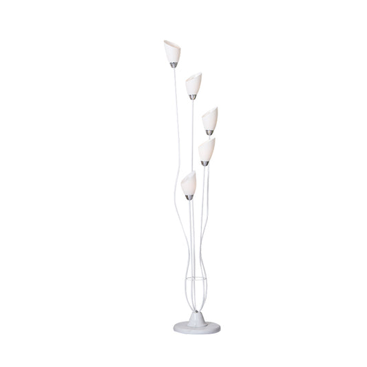 Metal Torchiere Floor Reading Lamp Contemporary 5-Bulb White Standing Light for Study Room Clearhalo 'Floor Lamps' 'Lamps' Lighting' 978514