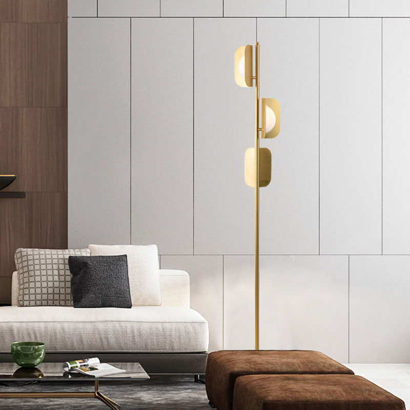 Metallic Geometric Reading Floor Lamp Simple 3 Bulbs Gold Standing Light for Living Room Gold Clearhalo 'Floor Lamps' 'Lamps' Lighting' 978520