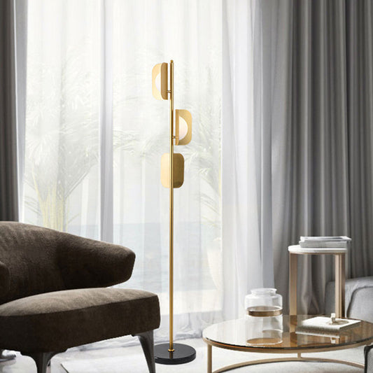Metallic Geometric Reading Floor Lamp Simple 3 Bulbs Gold Standing Light for Living Room Clearhalo 'Floor Lamps' 'Lamps' Lighting' 978521