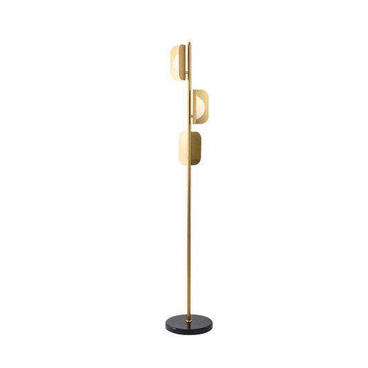 Metallic Geometric Reading Floor Lamp Simple 3 Bulbs Gold Standing Light for Living Room Clearhalo 'Floor Lamps' 'Lamps' Lighting' 978522