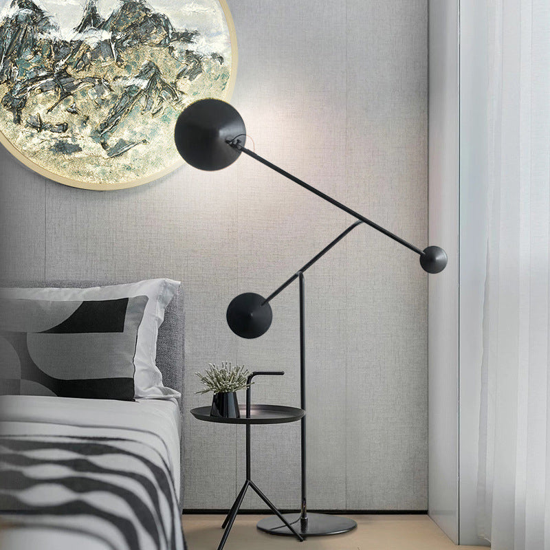 Conical Floor Reading Lamp with Balance Arm Contemporary Metal LED Study Room Standing Light in Black Clearhalo 'Floor Lamps' 'Lamps' Lighting' 978529