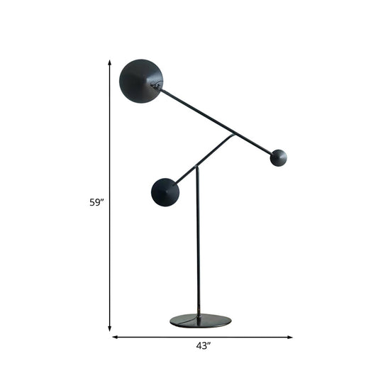 Conical Floor Reading Lamp with Balance Arm Contemporary Metal LED Study Room Standing Light in Black Clearhalo 'Floor Lamps' 'Lamps' Lighting' 978531