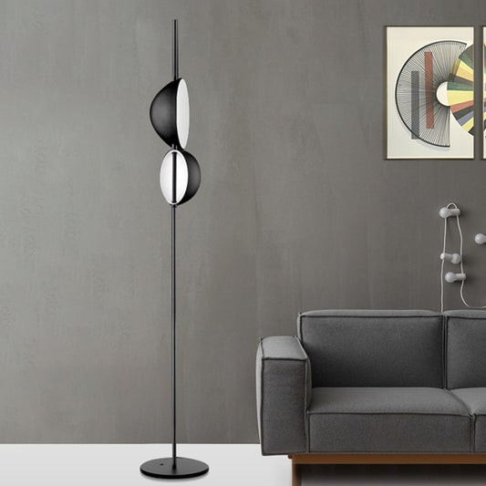 Nordic Semi-Orb Floor Reading Light Metallic LED Living Room Standing Lamp in Black/Gold Black Clearhalo 'Floor Lamps' 'Lamps' Lighting' 978532