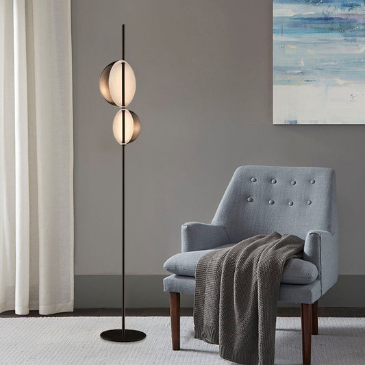 Nordic Semi-Orb Floor Reading Light Metallic LED Living Room Standing Lamp in Black/Gold Gold Clearhalo 'Floor Lamps' 'Lamps' Lighting' 978536