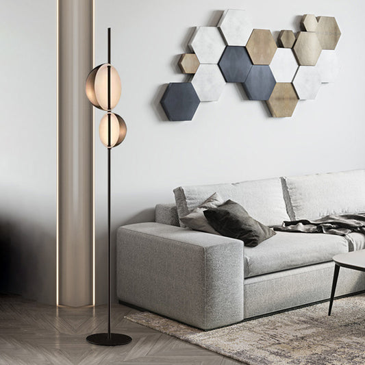 Nordic Semi-Orb Floor Reading Light Metallic LED Living Room Standing Lamp in Black/Gold Clearhalo 'Floor Lamps' 'Lamps' Lighting' 978537