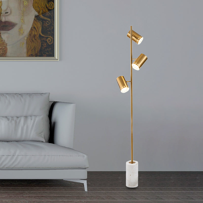 Gold Column Standing Lamp Simplicity 3 Bulbs Metallic Tree Floor Reading Light for Bedroom Gold Clearhalo 'Floor Lamps' 'Lamps' Lighting' 978544