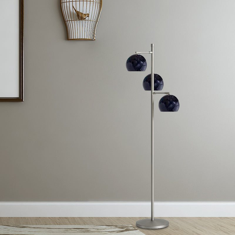 Simplicity Sphere-Shaped Floor Lamp Metal 3 Heads Living Room Stand Up Light in Black/White/Blue Clearhalo 'Floor Lamps' 'Lamps' Lighting' 978577