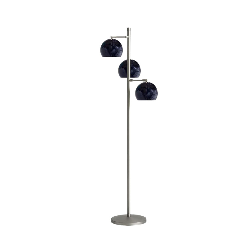 Simplicity Sphere-Shaped Floor Lamp Metal 3 Heads Living Room Stand Up Light in Black/White/Blue Clearhalo 'Floor Lamps' 'Lamps' Lighting' 978578