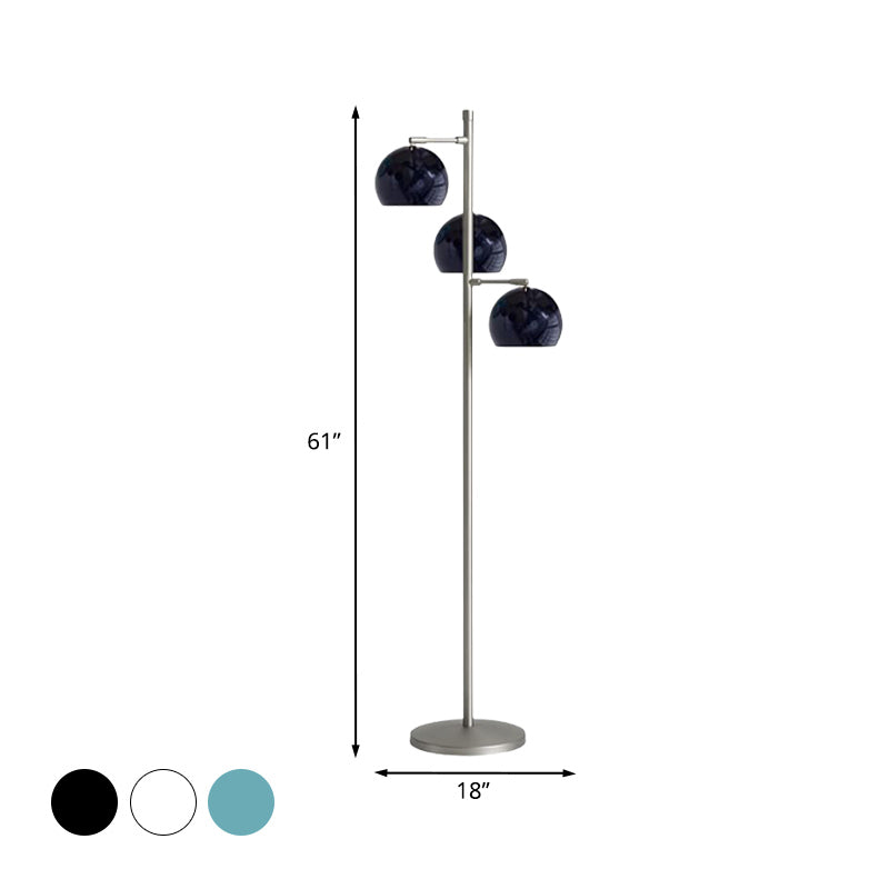 Simplicity Sphere-Shaped Floor Lamp Metal 3 Heads Living Room Stand Up Light in Black/White/Blue Clearhalo 'Floor Lamps' 'Lamps' Lighting' 978579