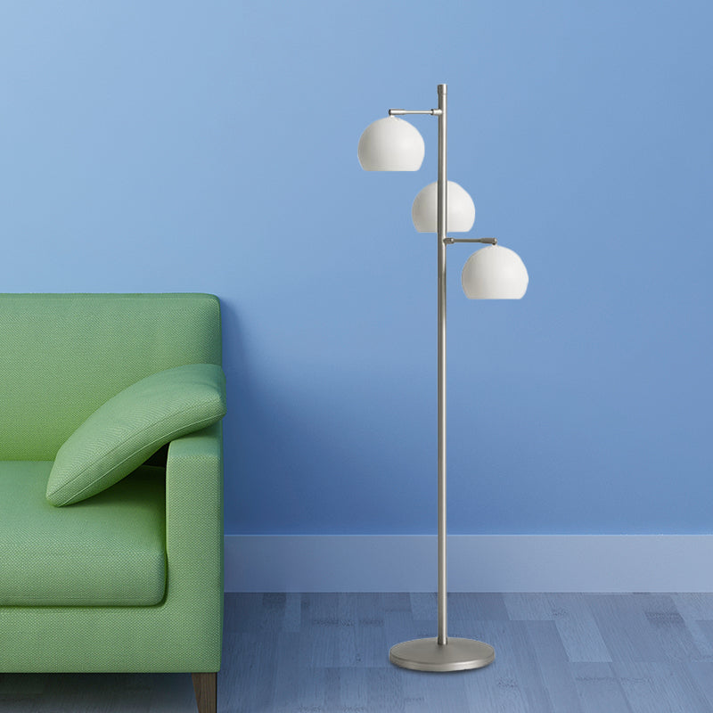 Simplicity Sphere-Shaped Floor Lamp Metal 3 Heads Living Room Stand Up Light in Black/White/Blue White Clearhalo 'Floor Lamps' 'Lamps' Lighting' 978580