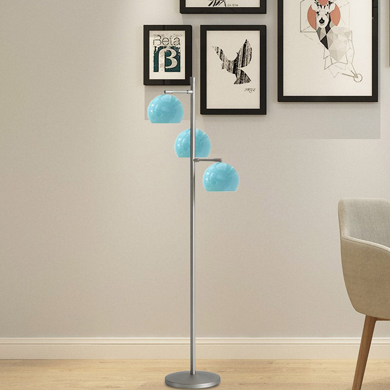 Simplicity Sphere-Shaped Floor Lamp Metal 3 Heads Living Room Stand Up Light in Black/White/Blue Clearhalo 'Floor Lamps' 'Lamps' Lighting' 978585