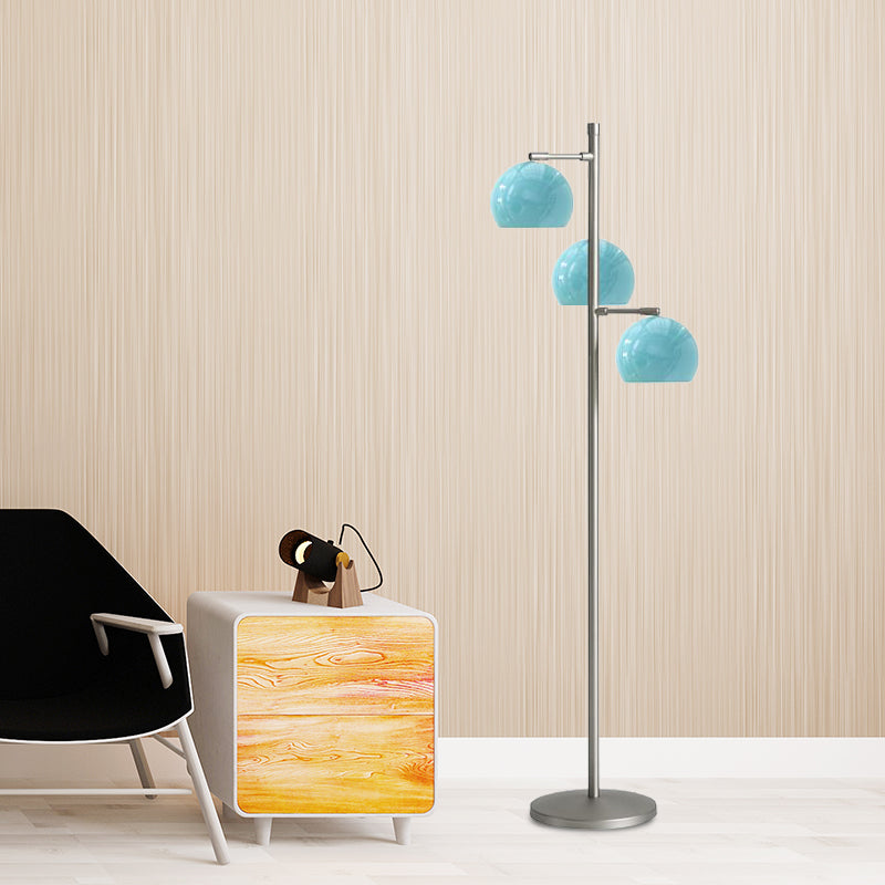 Simplicity Sphere-Shaped Floor Lamp Metal 3 Heads Living Room Stand Up Light in Black/White/Blue Clearhalo 'Floor Lamps' 'Lamps' Lighting' 978586