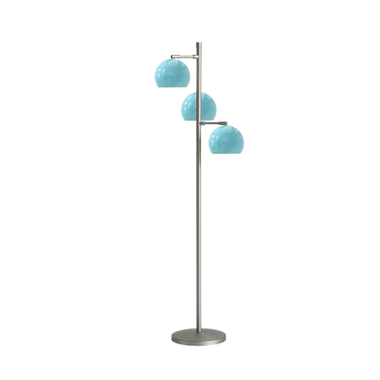 Simplicity Sphere-Shaped Floor Lamp Metal 3 Heads Living Room Stand Up Light in Black/White/Blue Clearhalo 'Floor Lamps' 'Lamps' Lighting' 978587