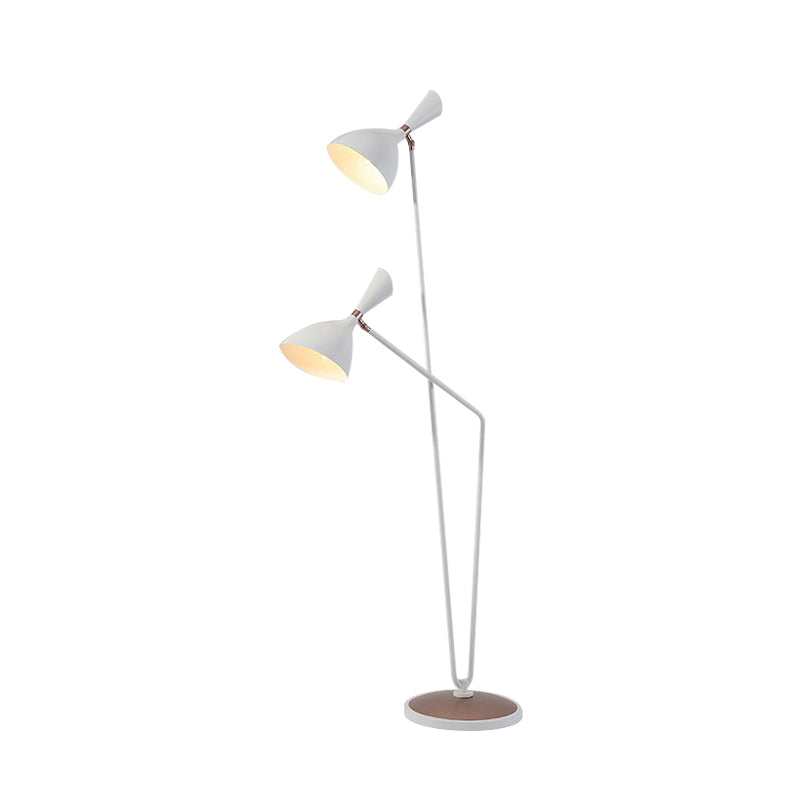 Metal Flaring-Shaped Floor Reading Lamp Modernist 2-Head White Stand Up Light for Bedroom Clearhalo 'Floor Lamps' 'Lamps' Lighting' 978594