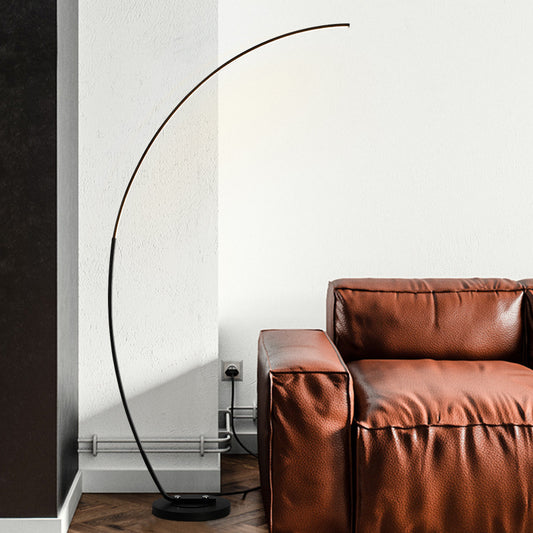Black Over-Curved Floor Reading Light Nordic LED Metal Standing Lamp for Living Room Black Clearhalo 'Floor Lamps' 'Lamps' Lighting' 978628