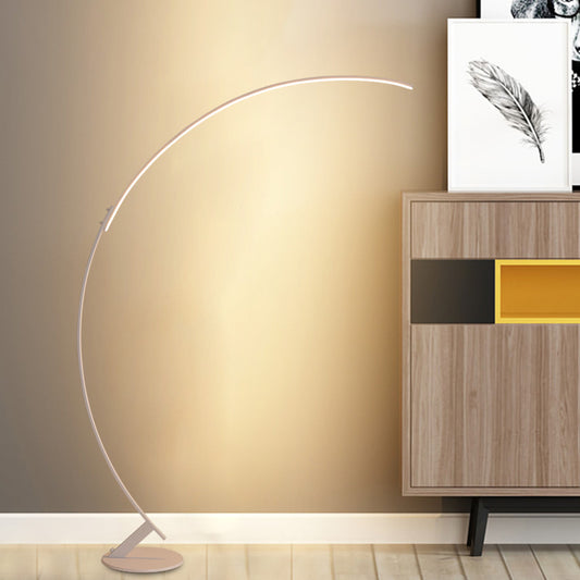 Arched Standing Lighting Simplicity Metallic LED White Floor Reading Lamp, Warm/White Light White