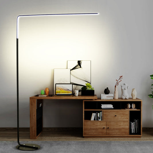 Metallic Triangle-Shaped Reading Floor Light Nordic Black/White LED Stand Up Lamp for Bedroom Black