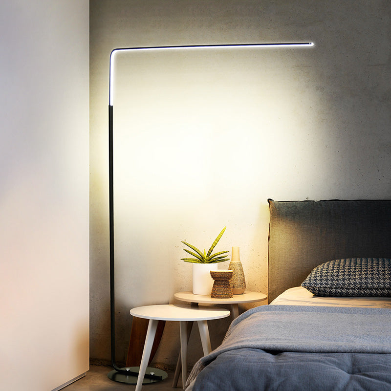 Metallic Triangle-Shaped Reading Floor Light Nordic Black/White LED Stand Up Lamp for Bedroom Clearhalo 'Floor Lamps' 'Lamps' Lighting' 978649