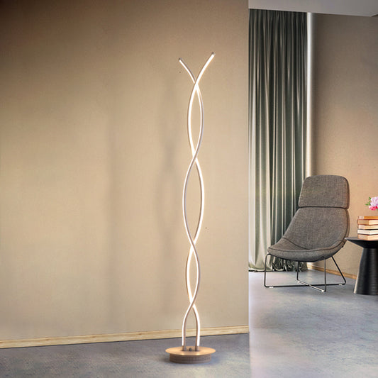 Twist Reading Floor Lamp Simplicity Metallic LED White Stand Up Lighting for Bedroom, Warm/White Light Clearhalo 'Floor Lamps' 'Lamps' Lighting' 978661