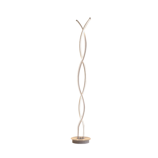 Twist Reading Floor Lamp Simplicity Metallic LED White Stand Up Lighting for Bedroom, Warm/White Light Clearhalo 'Floor Lamps' 'Lamps' Lighting' 978662