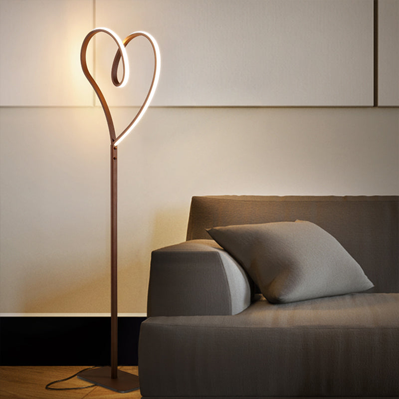 Coffee Heart-Like Standing Lighting Modernist LED Metal Floor Reading Lamp in Warm/White Light Clearhalo 'Floor Lamps' 'Lamps' Lighting' 978665