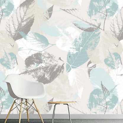 Water-Resistant Leaf Texture Mural Wallpaper Custom Size Minimalist Wall Covering for Guest Room Blue-Gray Clearhalo 'Wall Decor' 'Wall Mural' 978811