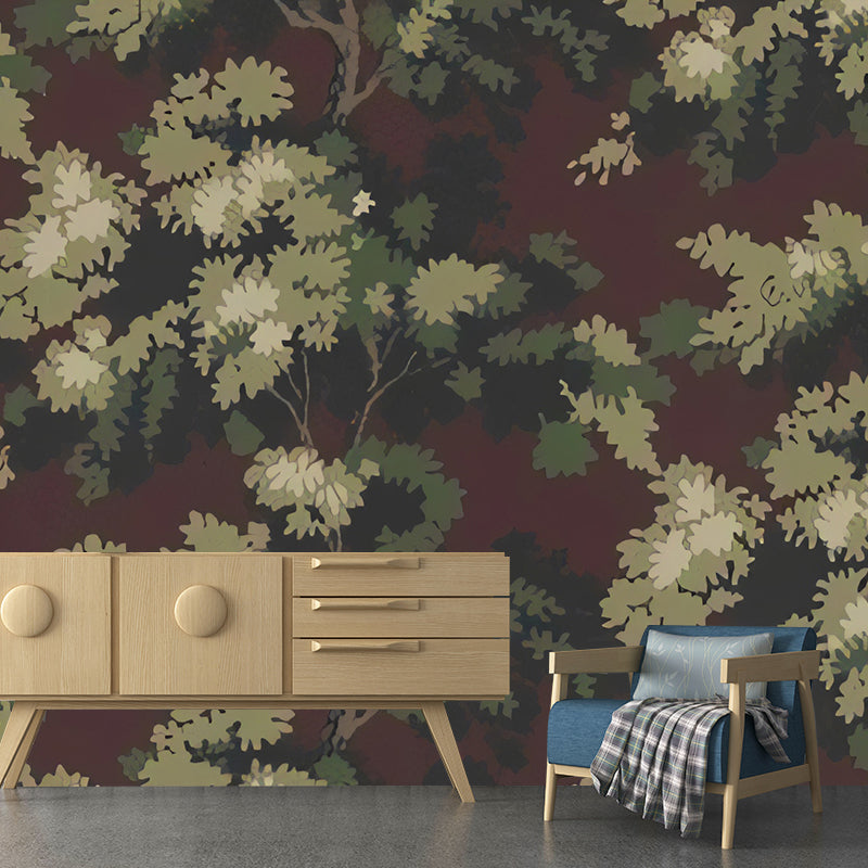 Full Size Tree Wall Art in Neutral Color Non-Woven Material Wall Mural for Home Decoration, Made to Measure Red Clearhalo 'Wall Decor' 'Wall Mural' 979011