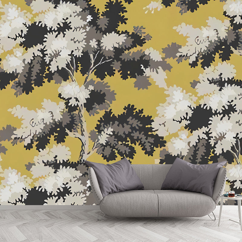 Full Size Tree Wall Art in Neutral Color Non-Woven Material Wall Mural for Home Decoration, Made to Measure Yellow Clearhalo 'Wall Decor' 'Wall Mural' 979016