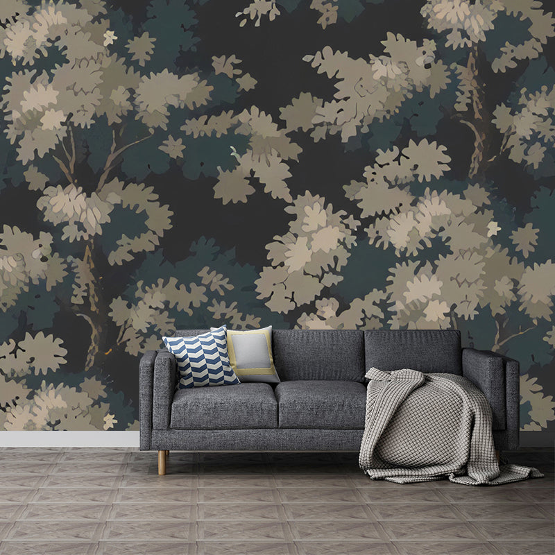 Full Size Tree Wall Art in Neutral Color Non-Woven Material Wall Mural for Home Decoration, Made to Measure Green Clearhalo 'Wall Decor' 'Wall Mural' 979021