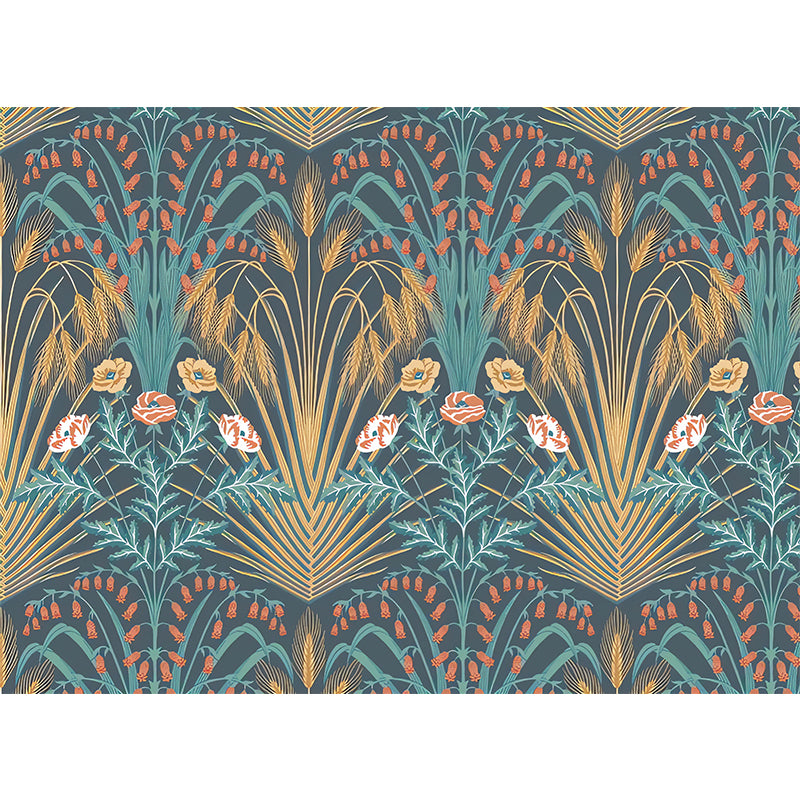 Minimalist Wheat Wall Mural Decal for Living Room, Custom-Printed Wall Covering in Green Clearhalo 'Wall Decor' 'Wall Mural' 979039